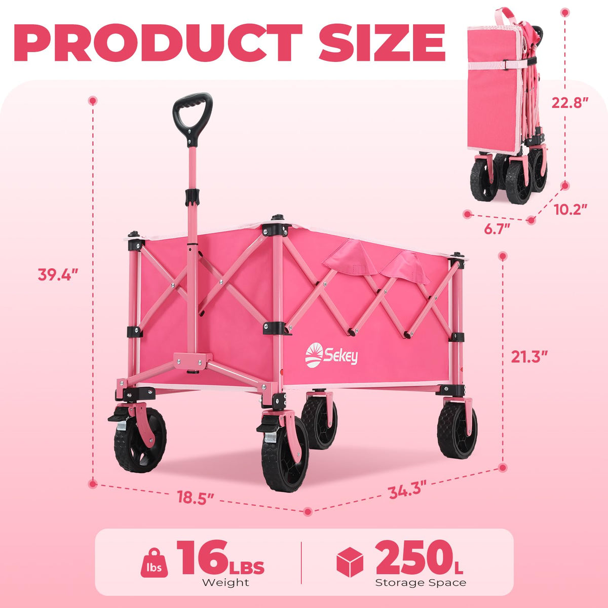 Sekey Lightweight Collapsible Wagon, 220 lb Capacity, Quick-Fold Cart Father Jim Norris notebooks
