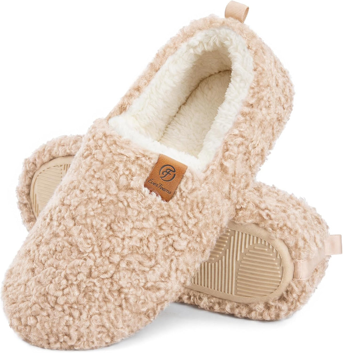 EverFoams Women’s Soft Curly Slippers Memory Foam Lightweight House Shoes
