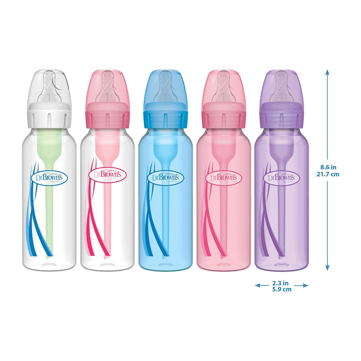Dr. Brown's Anti-Colic Options+ Narrow Baby Bottle, Clear, 8 oz, 4-Pack