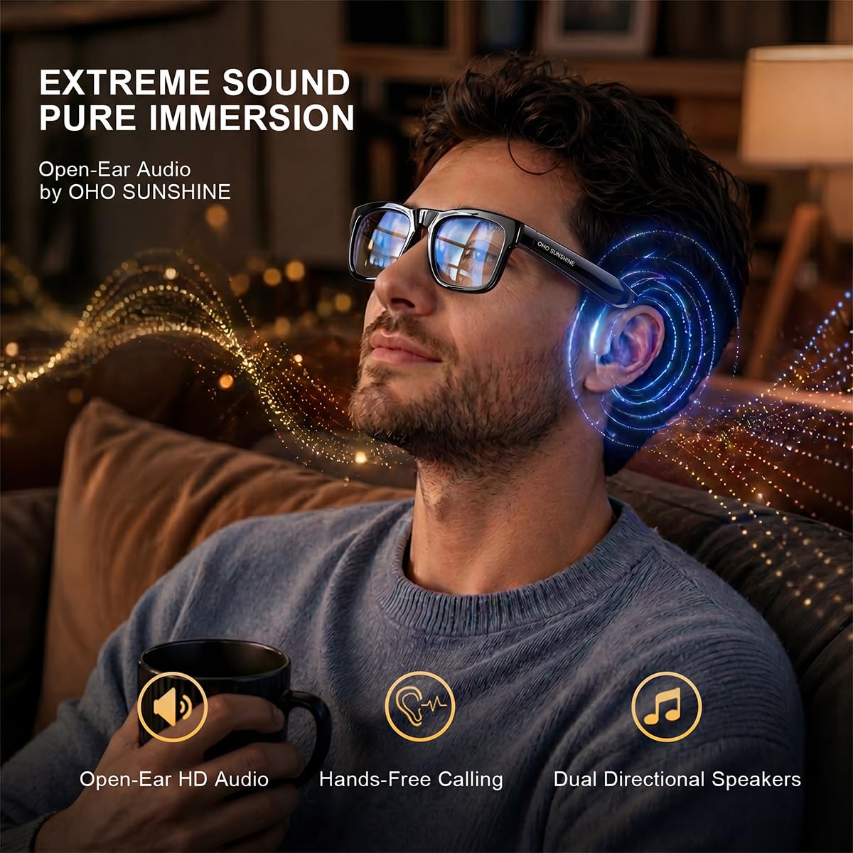 OhO Open Ear Smart Glasses, UV400 Z87.1 Lightweight Audio Bluetooth Glasses Father Jim Norris notebooks
