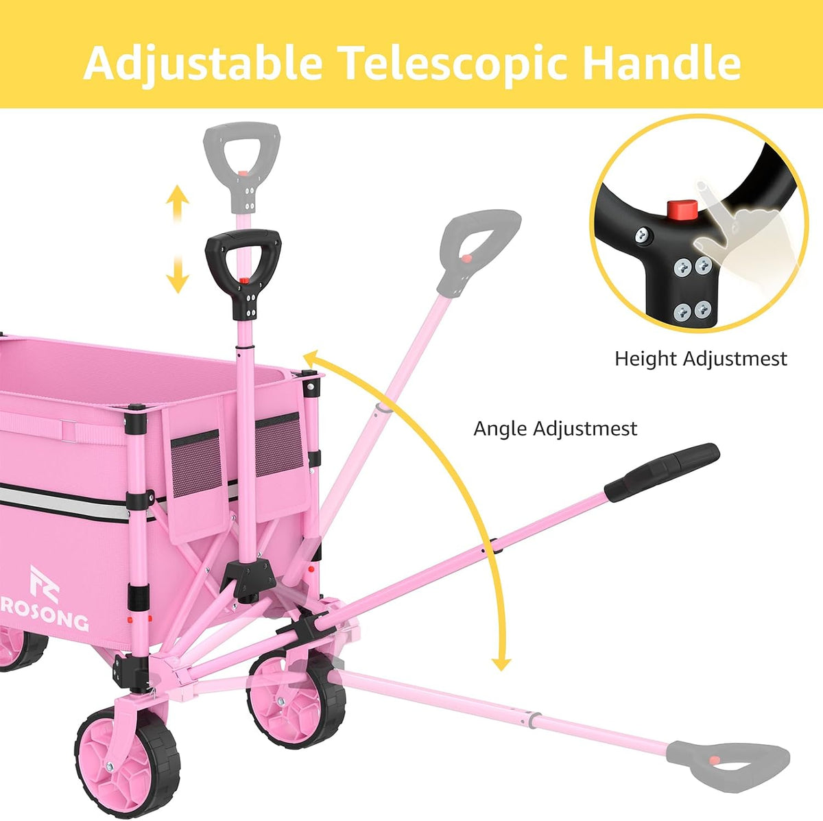 ROSONG Collapsible Wagon Cart with Wheels Foldable - Folding Utility Heavy Duty Wagons Carts for Grocery Sports Garden Shopping Camping Wheelbarrows (Pink, 120L) Father Jim Norris notebooks