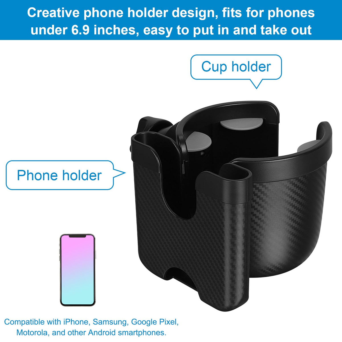 Accmor Stroller Cup Holder with Phone Holder, Bike Cup Holder, Walker Scooter Wheelchair Cup Holder Attachment, Universal Cup Holder for Uppababy Graco Strollers