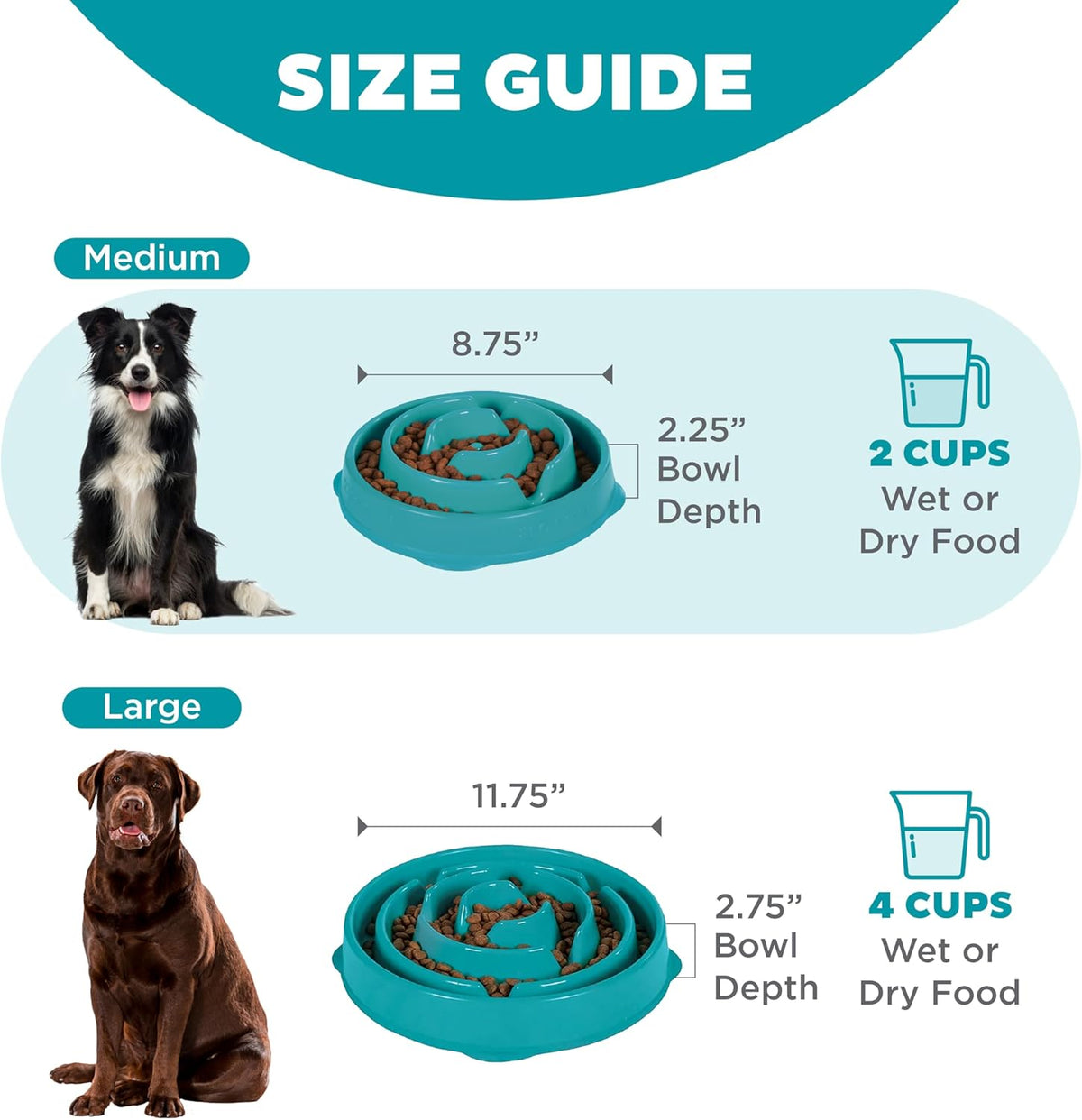 Outward Hound Fun Feeder Slo Bowl Dog Slow Feeder, Notch, Blue, 8.8"