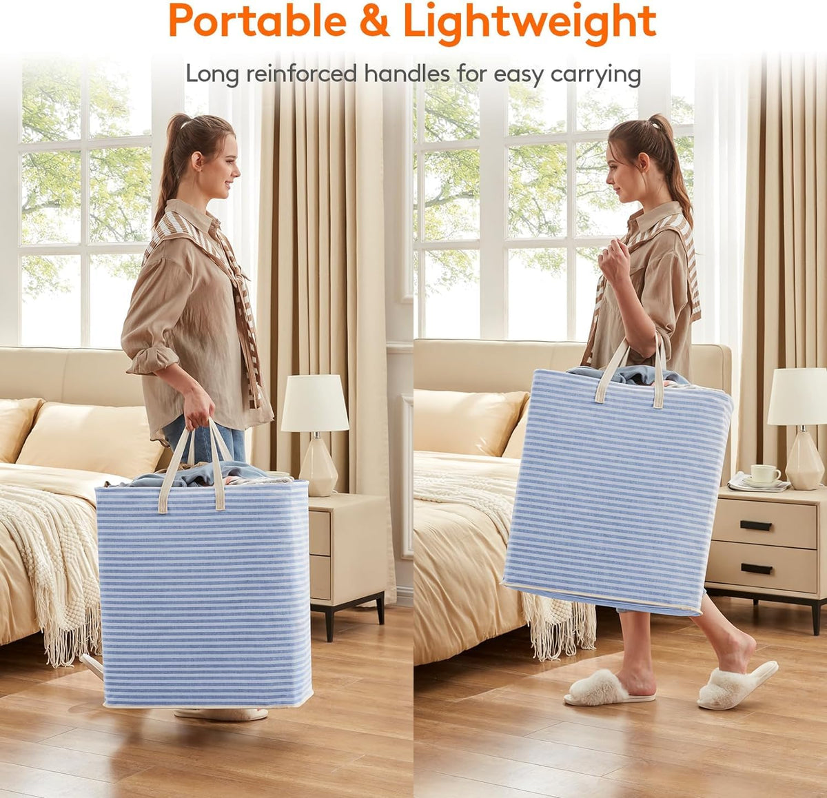 Lifewit 80L Large Laundry Baskets, Laundry Hampers Bags, 2 Pack, Grey