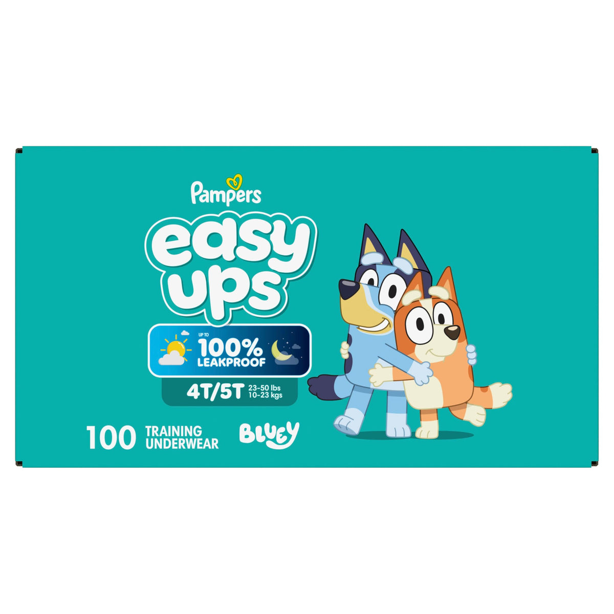 Easy Ups Girls & Boys Potty Training Pants, Size 5 (3T-4T), 124 Count, Bluey Absorbent Pull Up Training Underwear, Up to 100% Leakproof Day and Night, Hypoallergenic