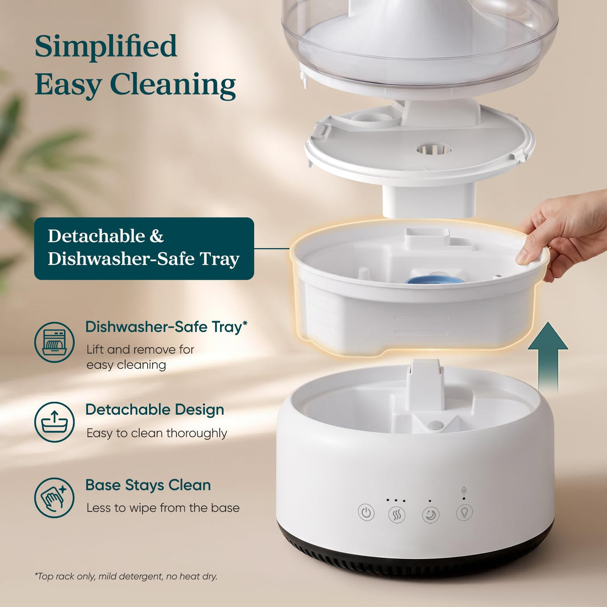 Levoit Humidifiers for Bedroom, Dishwasher Safe, Blue Light-Safe, 3.2L