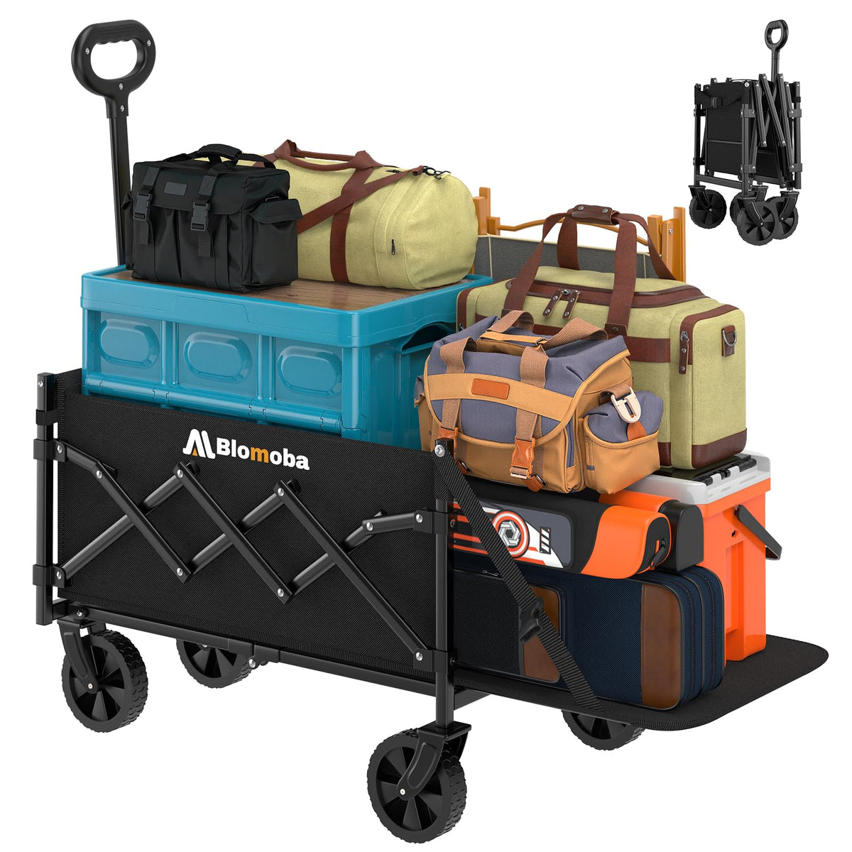 Blomoba Folding Wagon Cart with Wheels, 220lbs Utility Wagon Cart, Black Father Jim Norris notebooks