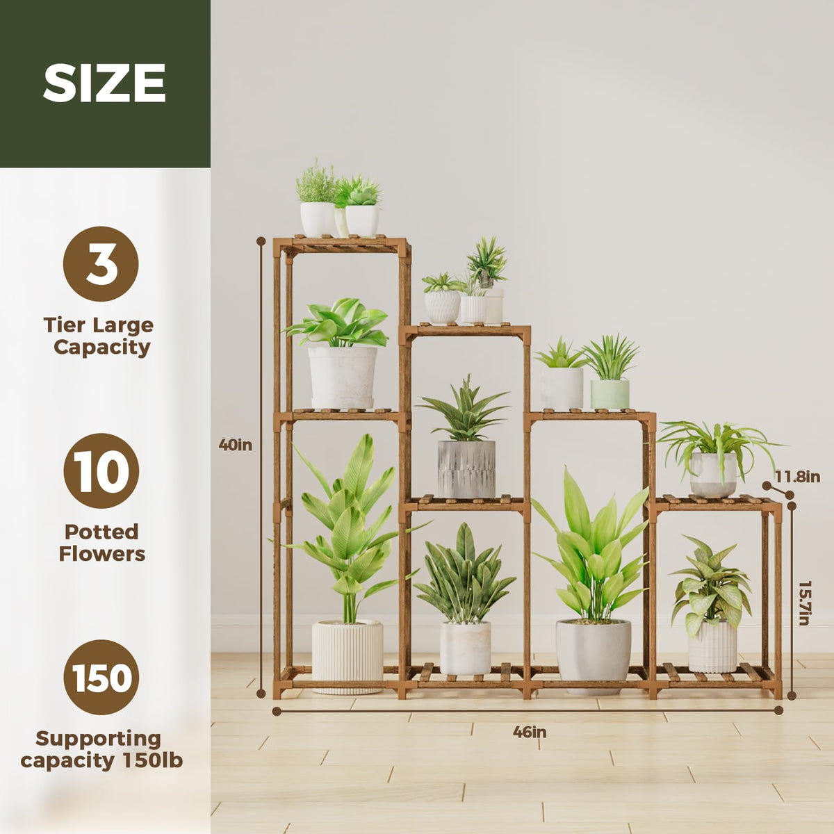 Bamworld Plant Stand Indoor with Flower Fairy Lights Battery Plant Shelf Father Jim Norris notebooks