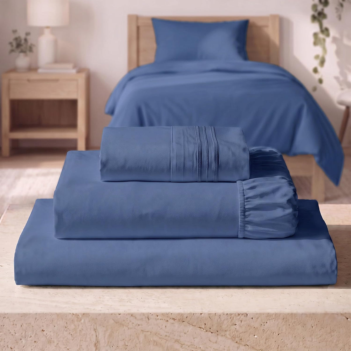 Mellanni Iconic 3-Piece Bed Sheet Set, 16" Deep Pocket (Twin, White)
