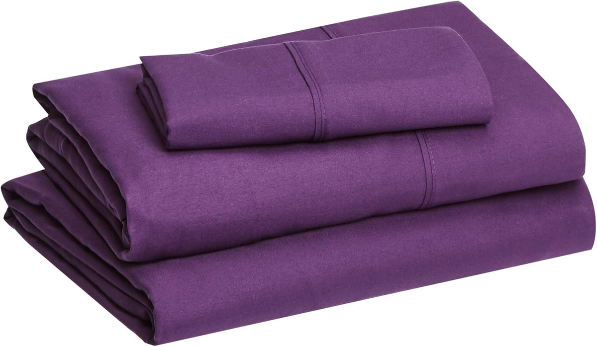 Amazon Basics Lightweight Super Soft Breathable Wrinkle-Resistant Microfiber 4-Piece Bed Sheet Set