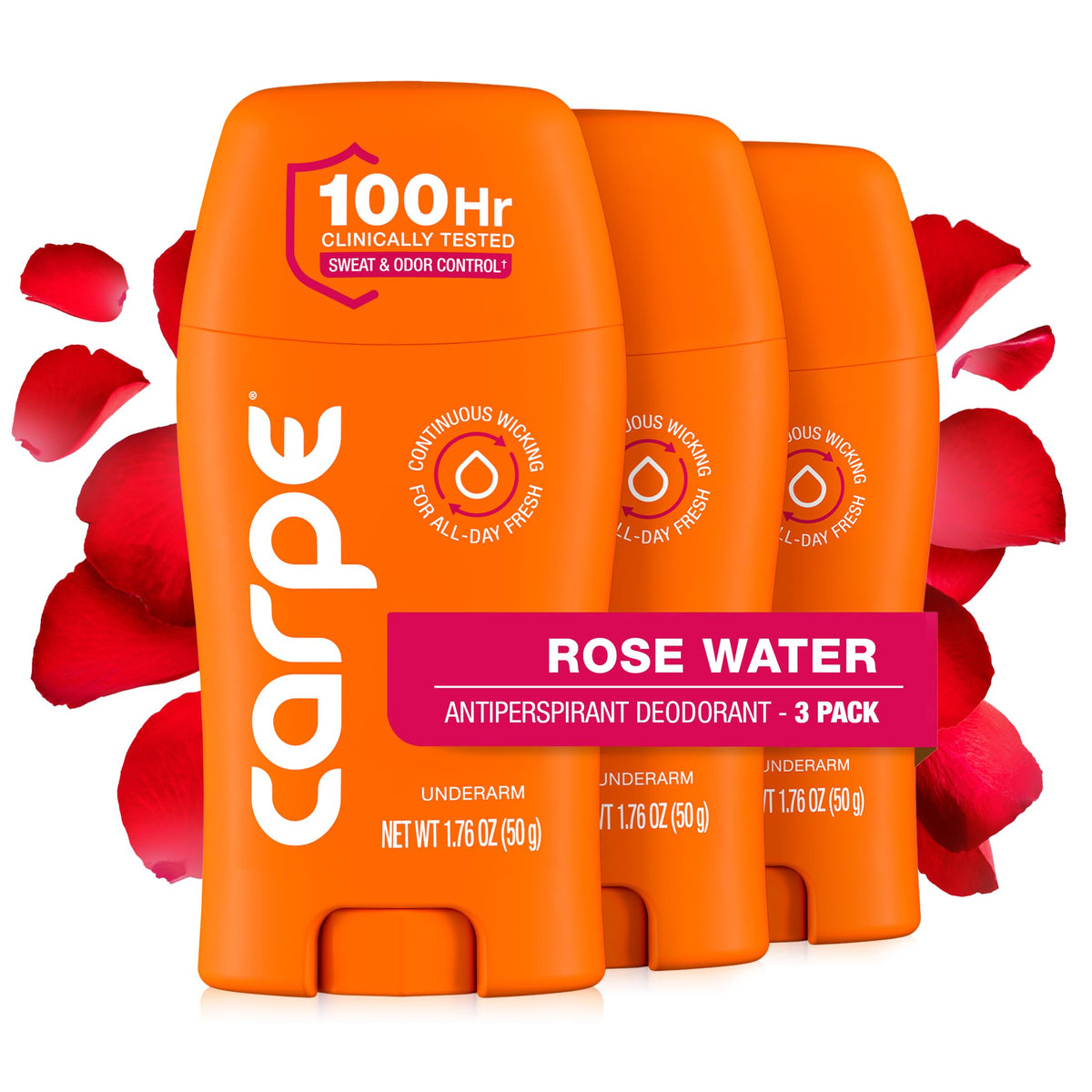 Carpe 100-Hour Deodorant Antiperspirant for Men, Clean Sport - 2 Pack