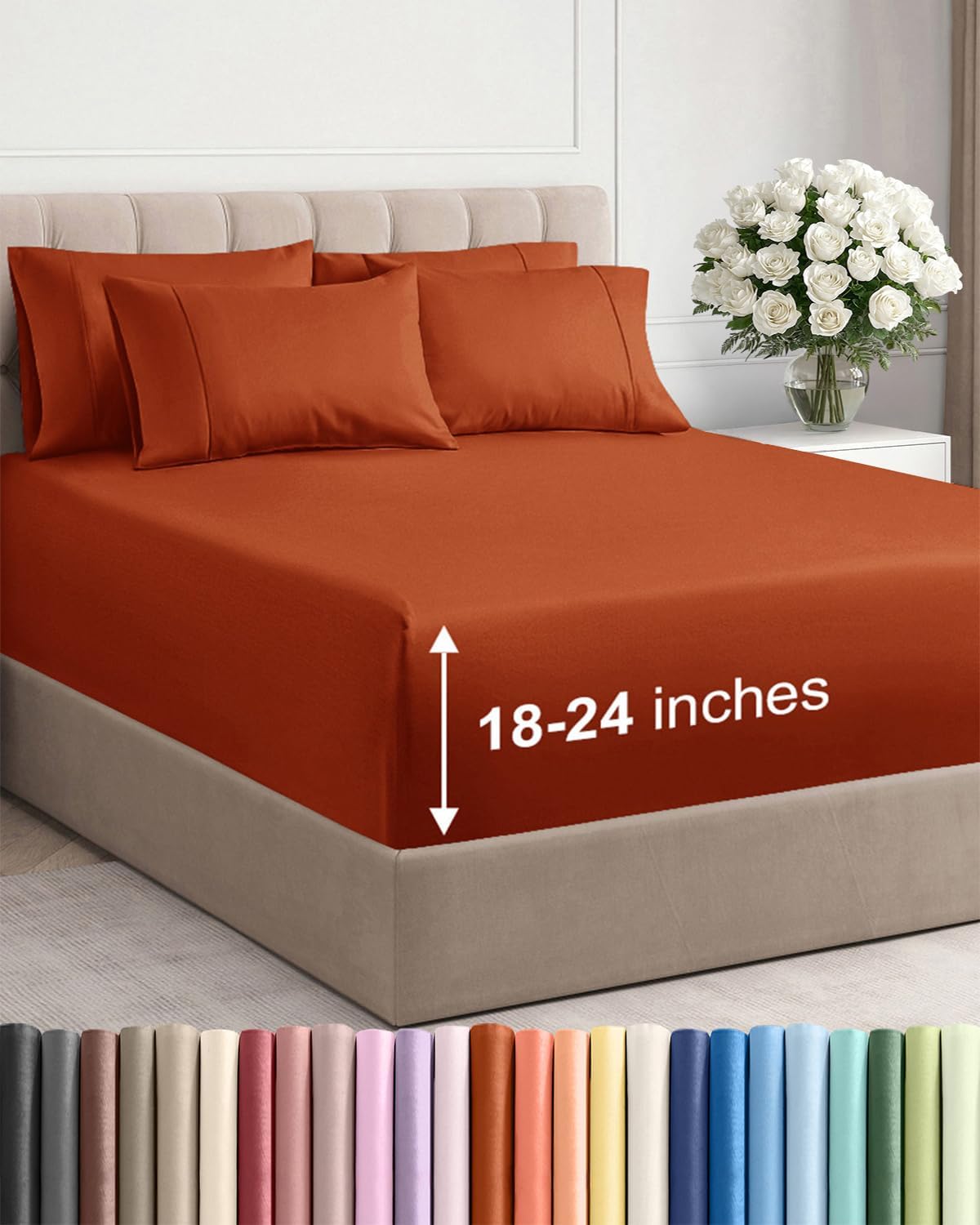 CGK Extra Deep Twin XL Sheet Set - 4pc College Dorm Room - Coral