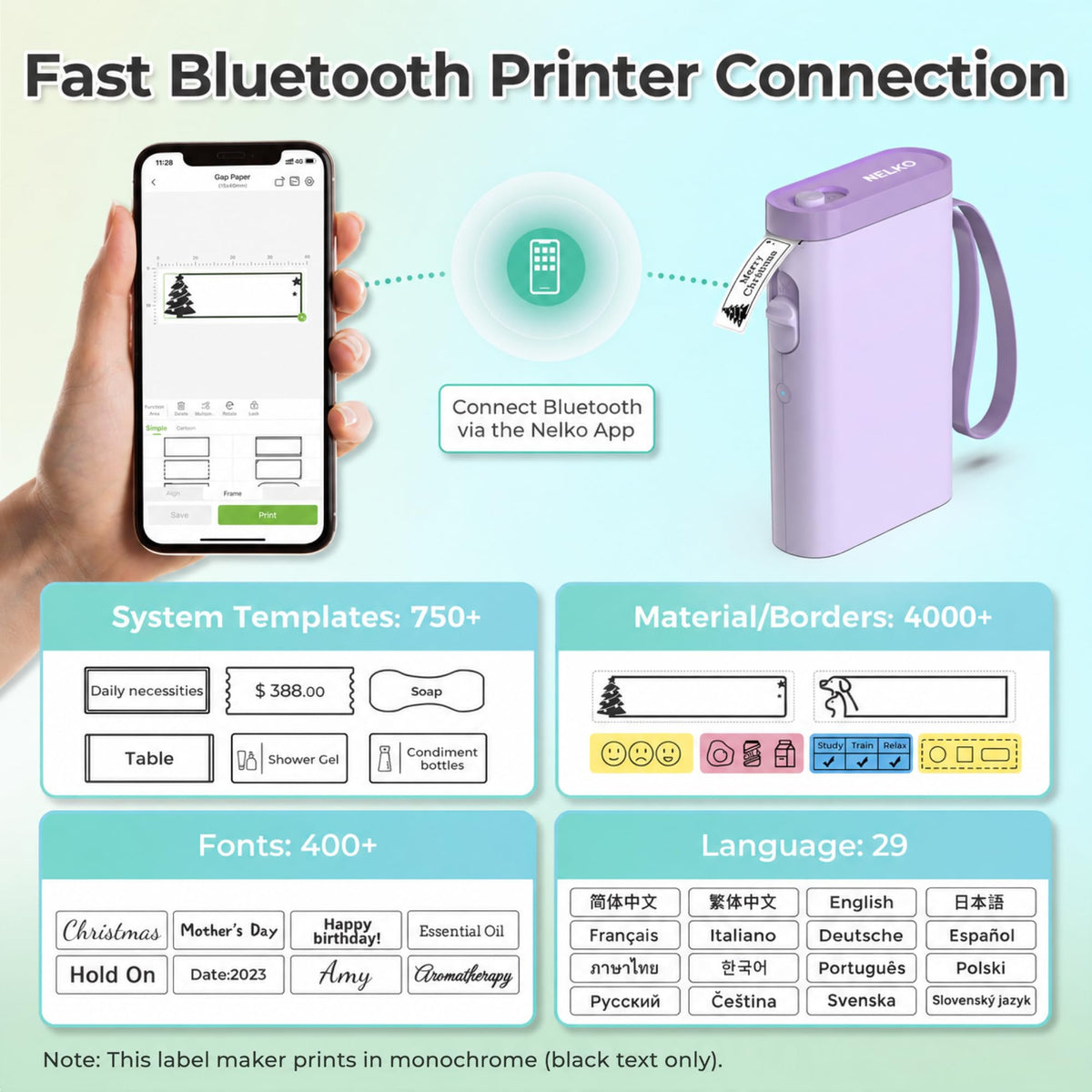 Nelko P21 Label Maker Machine with Tape, Bluetooth Label Printer, White Father Jim Norris notebooks