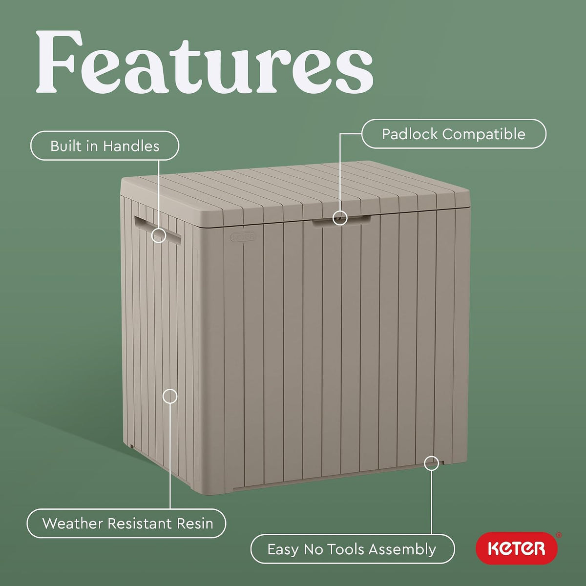 Keter City 30 Gal Outdoor Storage Box and Patio Side Table Father Jim Norris notebooks