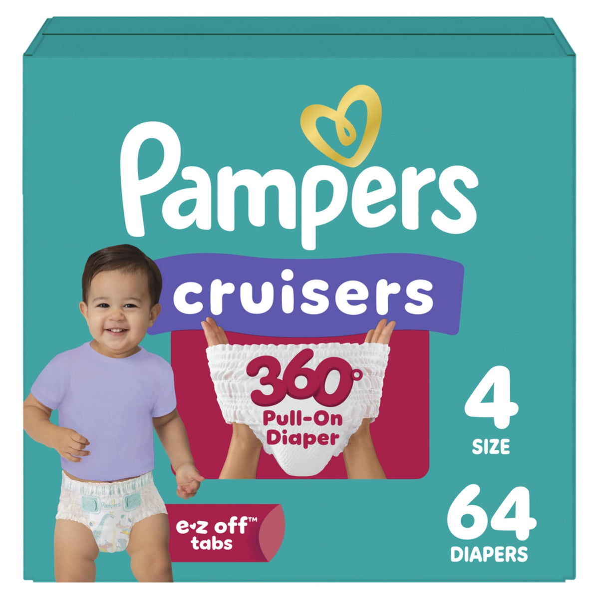 Pampers Diapers - Cruisers 360 - Size 6, 104 Count, up to 100% Leakproof Pull-On Diaper for Active Babies