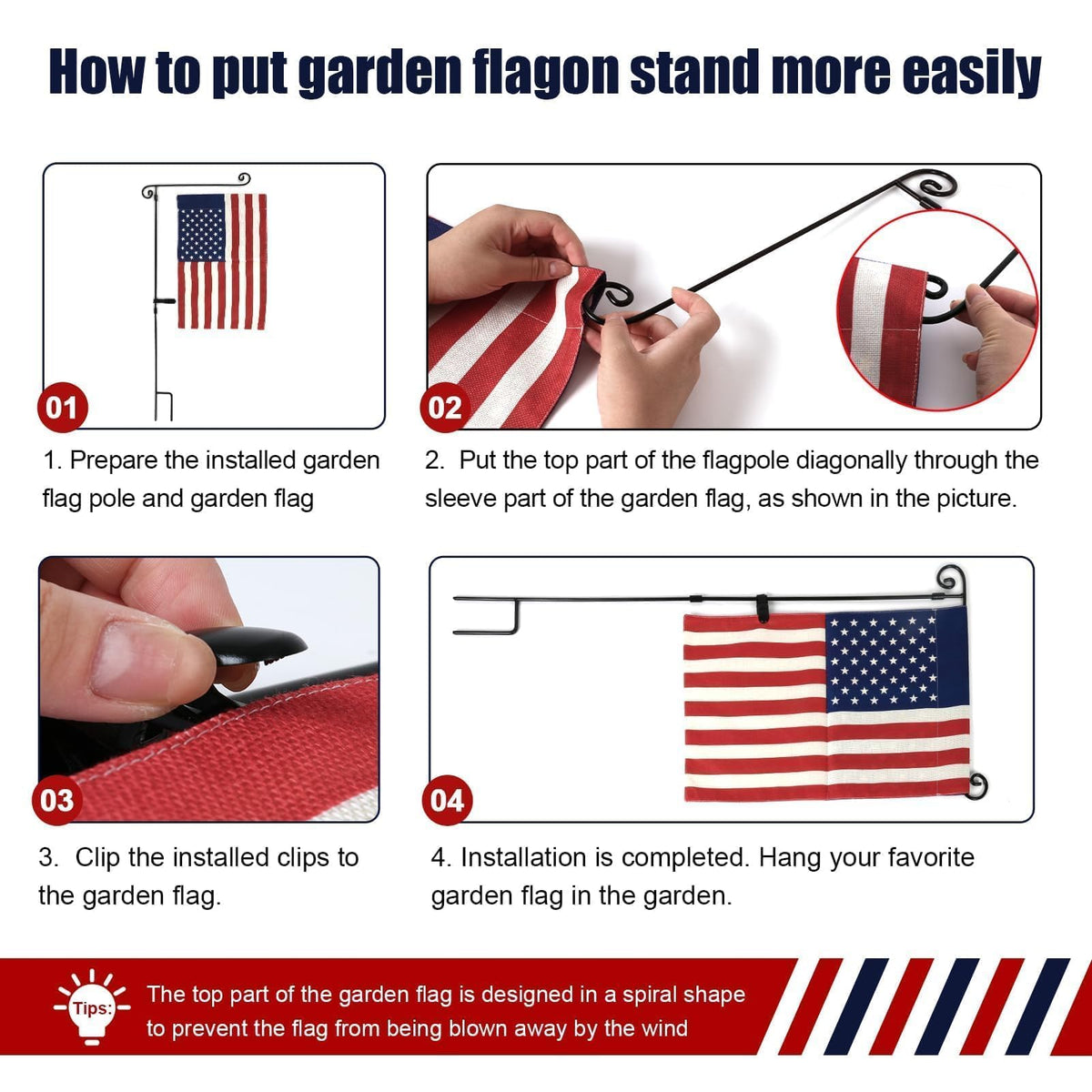 HOOSUN Garden Flag Stand,Premium Garden Flag Holder Pole Metal Powder-Coated Weather-Proof Paint with Graden Flag Clip and Spring Stoppers Without Flag Garden Decorations Father Jim Norris notebooks