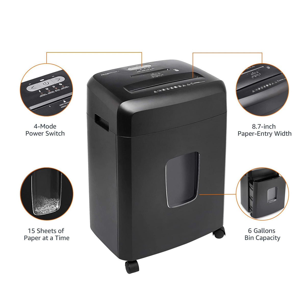 Amazon Basics 8-Sheet High Security Cross Cut Paper and Credit Card Shredder with P-4 Security, Auto Shut-off, Black Father Jim Norris notebooks
