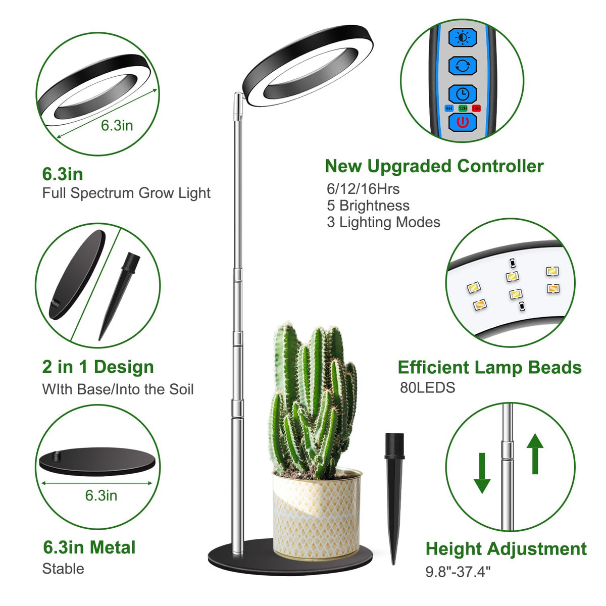 Aokrean Grow Lights for Indoor Plants Growing, Full Spectrum with Base Father Jim Norris notebooks