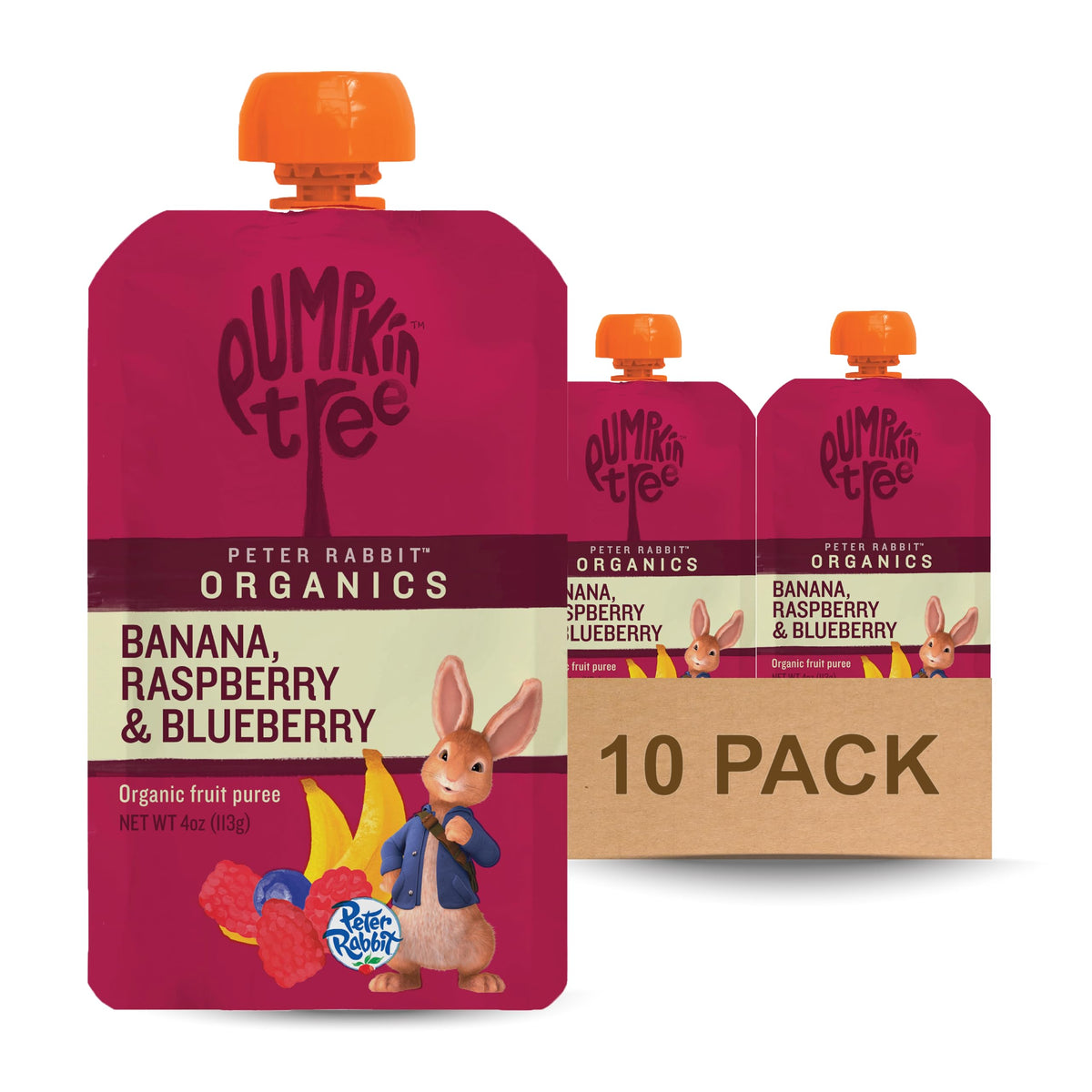 Pumpkin Tree Peter Rabbit Organics Strawberry and Banana Pure Fruit Snack, 4 Ounce (Pack of 10)