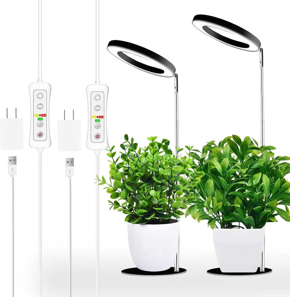 Yadoker 144 LEDs Full Spectrum Plant Grow Light for Indoor Plants,Height Adjustable, 6.3" Aluminum Housing,Automatic Timer with 8/12/16 Hours,10-Level Brightness,Black Plant Light with Base,2 Pack Father Jim Norris notebooks