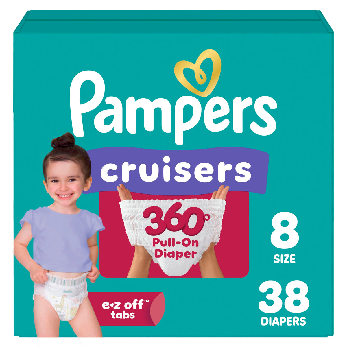 Pampers Diapers - Cruisers 360 - Size 6, 104 Count, up to 100% Leakproof Pull-On Diaper for Active Babies