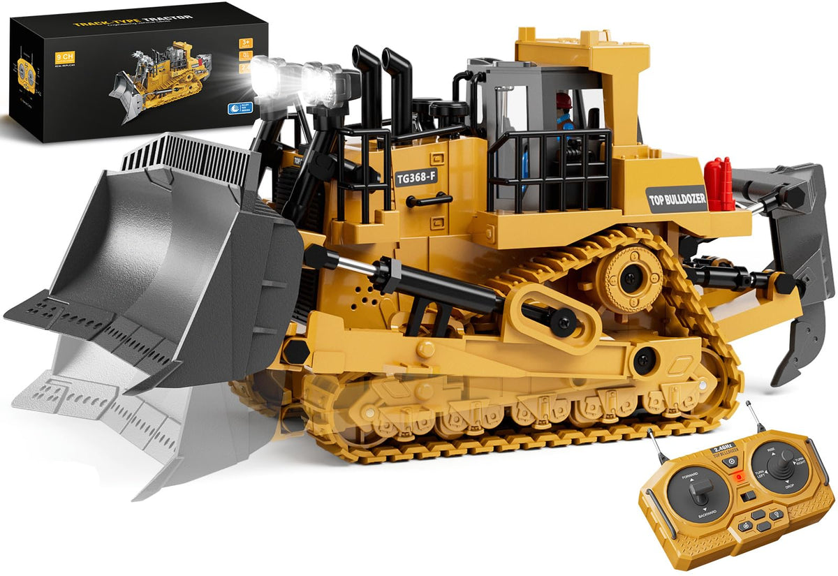 KIDMARKT Remote Control Excavator Toy for Boys, 11-Channel RC Construction Truck with Metal Parts, Lights & Dual Batteries, 120 Minutes Playtime, Rechargeable Digger Toy for Kids Ages 3-12, STEM Gift