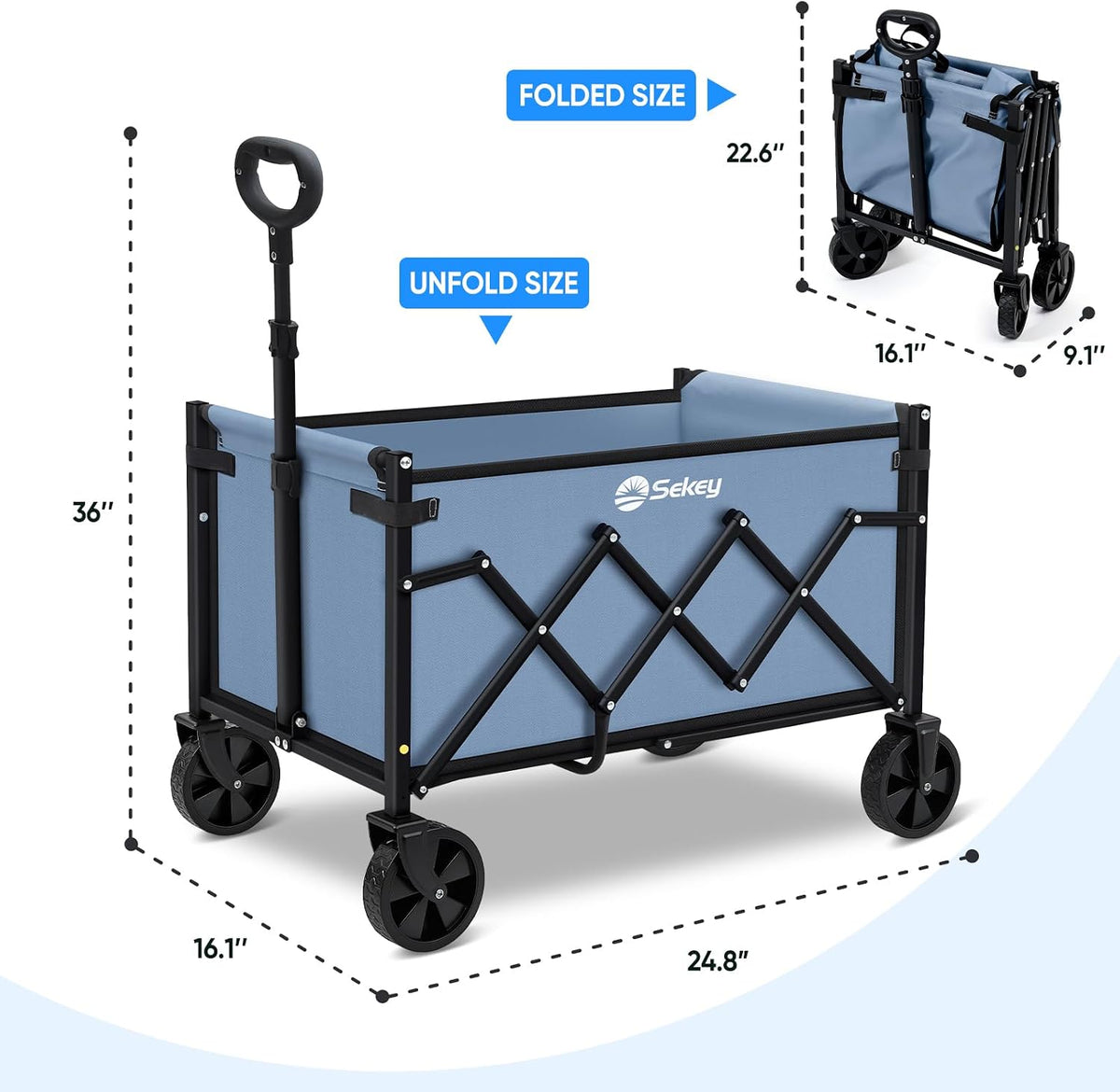 Sekey Lightweight Collapsible Wagon, 220 lb Capacity, Quick-Fold Cart Father Jim Norris notebooks