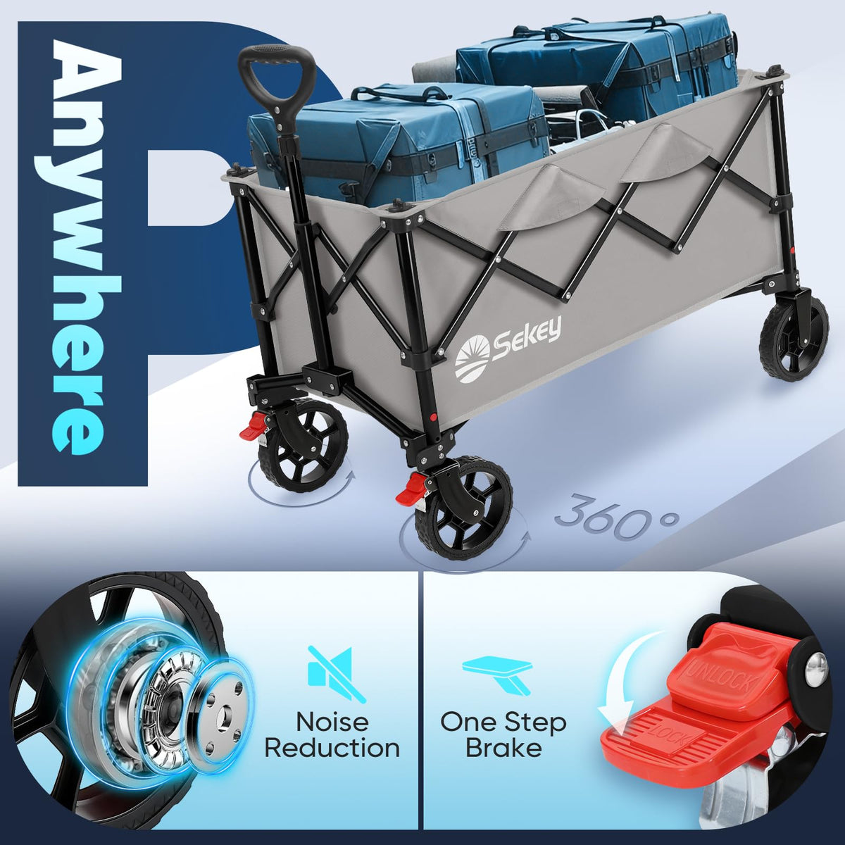 Sekey Lightweight Collapsible Wagon, 220 lb Capacity, Quick-Fold Cart Father Jim Norris notebooks