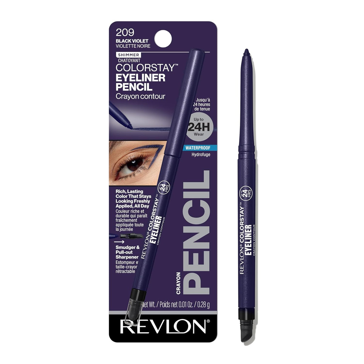 REVLON ColorStay Pencil Waterproof Eyeliner, 204 Charcoal, 0.01 oz