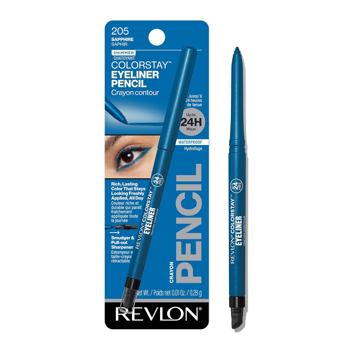 REVLON ColorStay Pencil Waterproof Eyeliner, 204 Charcoal, 0.01 oz