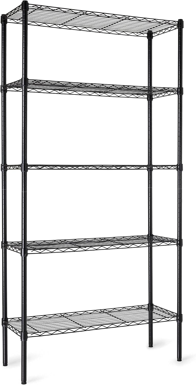 Amazon Basics 5-Shelf Adjustable Heavy Duty Steel Wire Storage Shelves for Garage