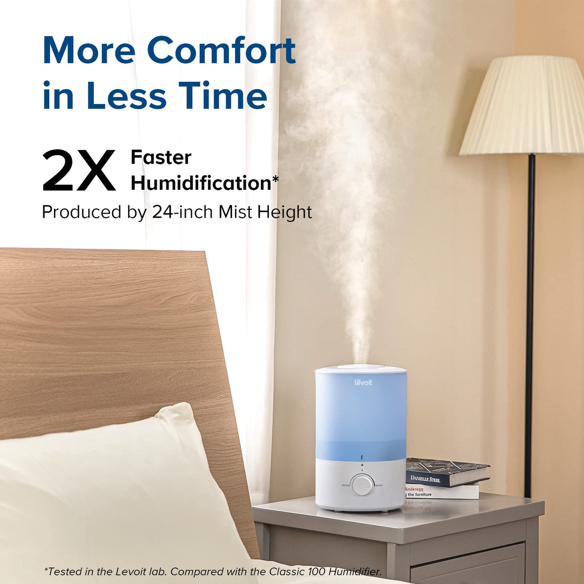 Levoit Humidifiers for Bedroom, Dishwasher Safe, Blue Light-Safe, 3.2L