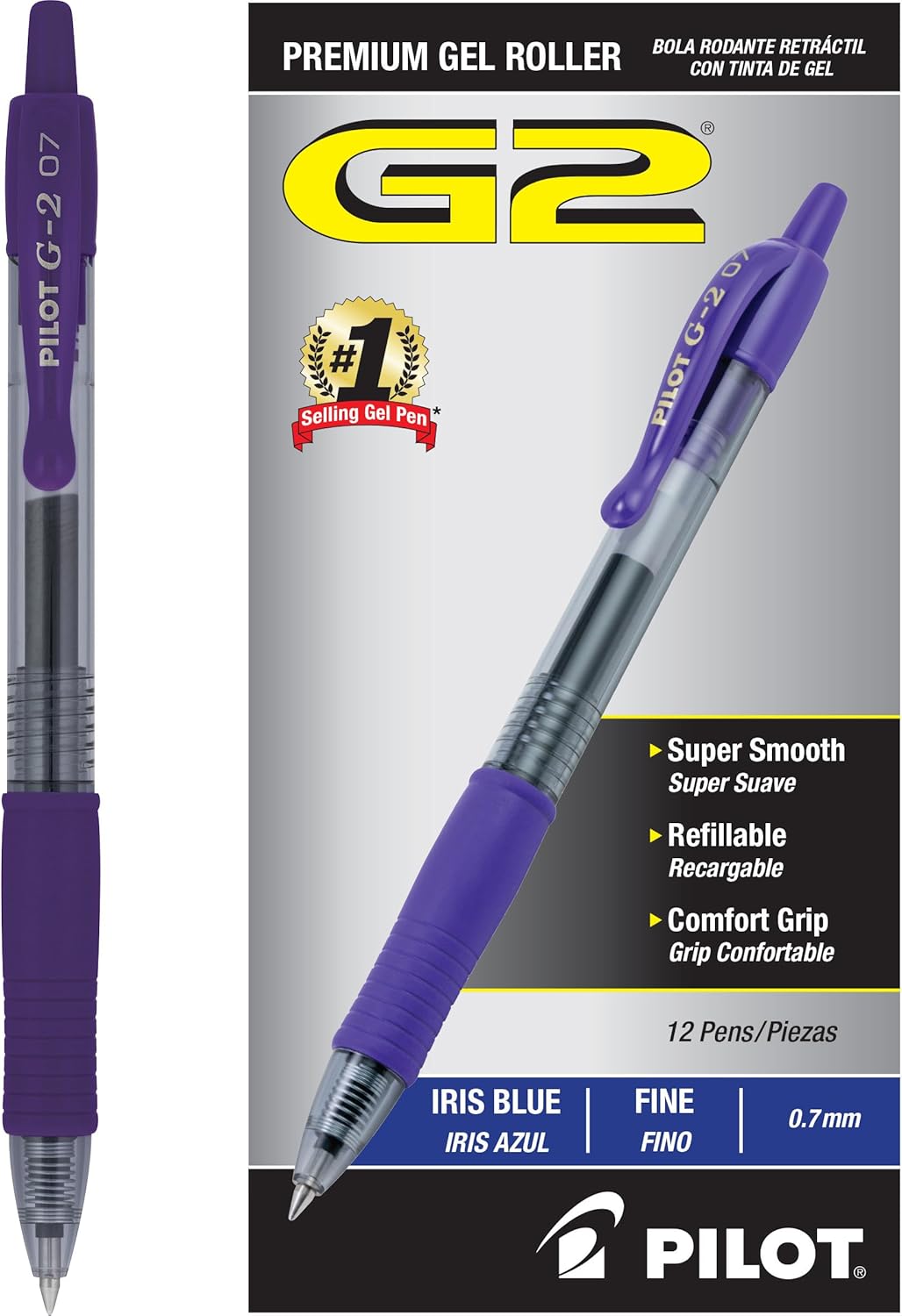 PILOT G2 Premium Gel Pens, Fine Point 0.7mm, Iris Blue Ink, 12-Pack Father Jim Norris notebooks