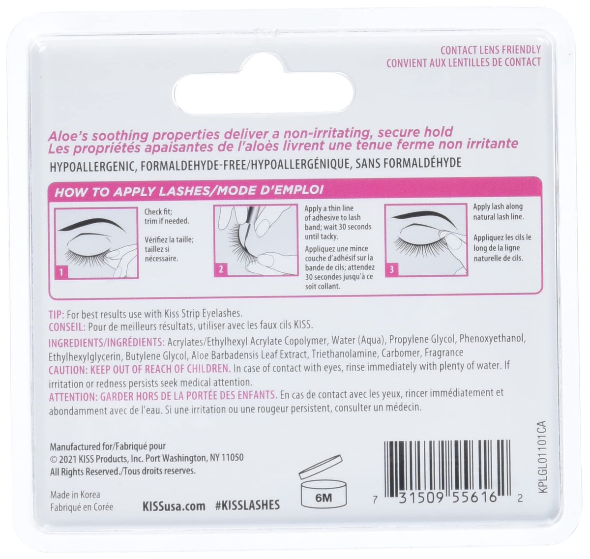 Kiss Lash Adhesive, Lash Glue, 24hr Strip Eyelash Adhesive