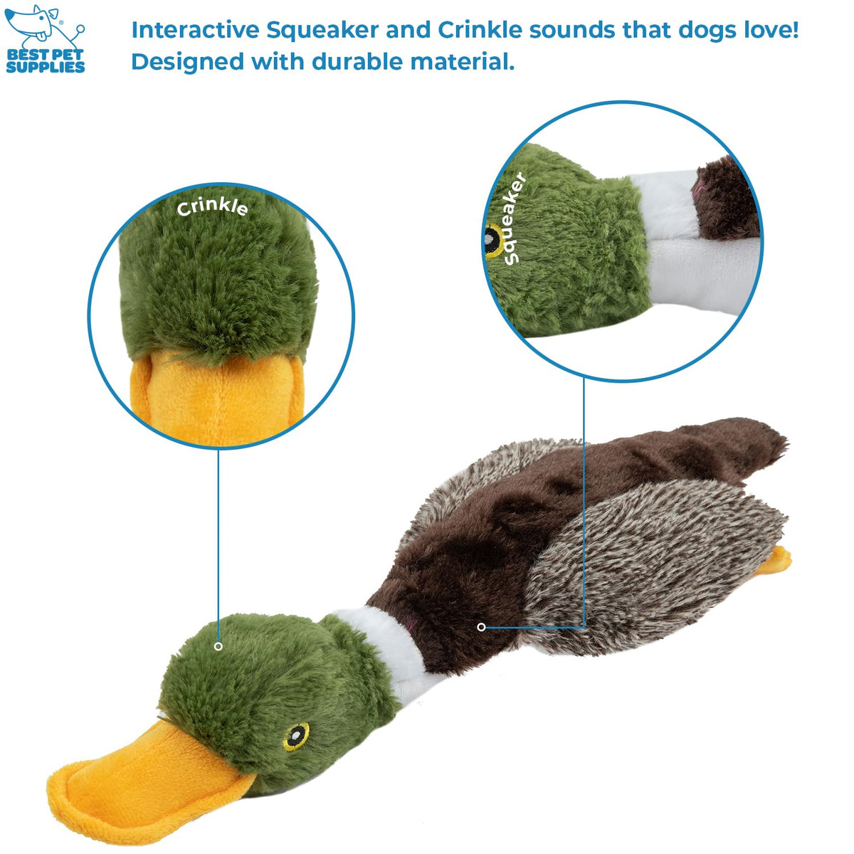 Best Pet Supplies Interactive Squeaky Dog Toy - Crinkle Duck, Blue Father Jim Norris notebooks