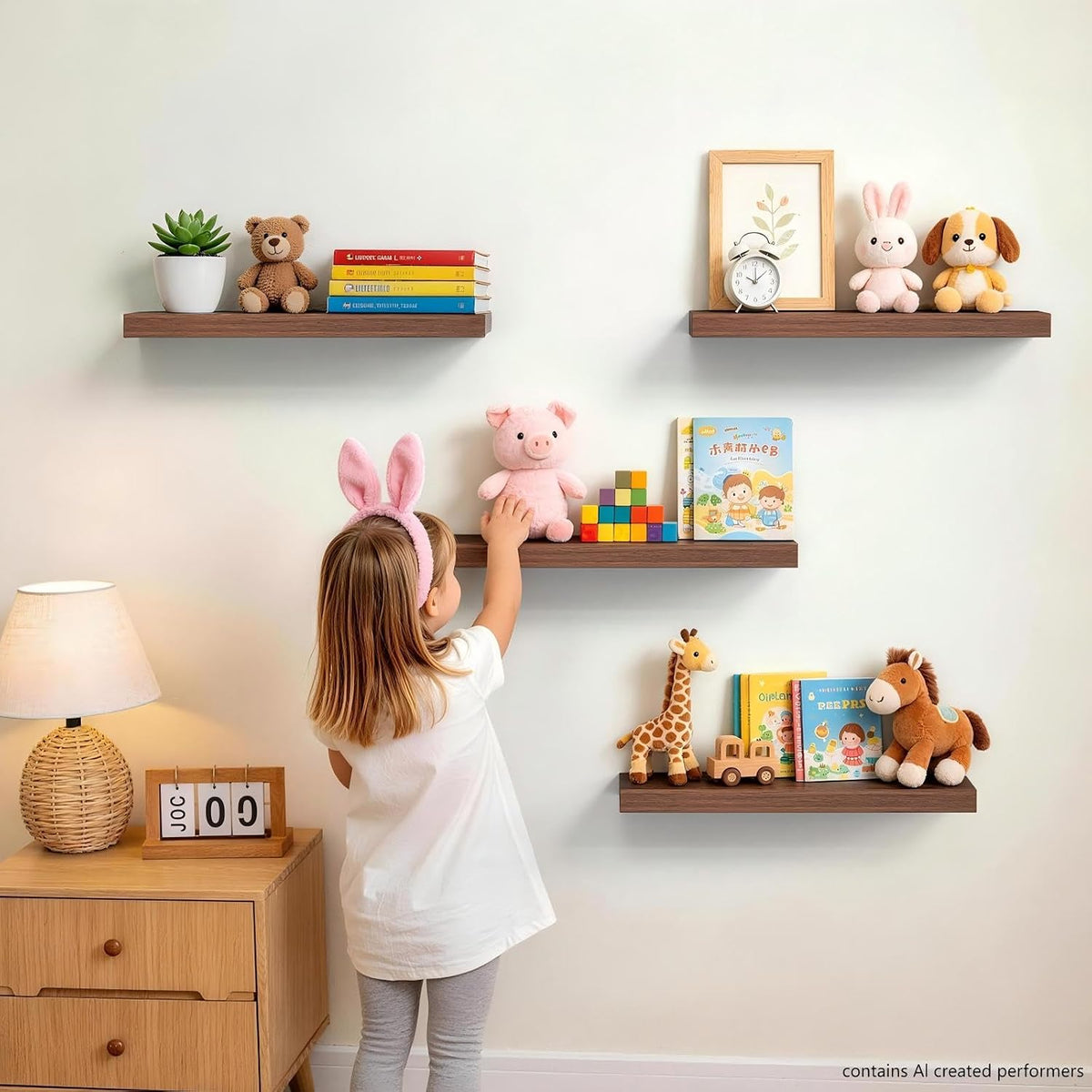 BAYKA Rustic Brown Bathroom Floating Shelves, 15.7in, 3Pk, Wall Mount Shelf
