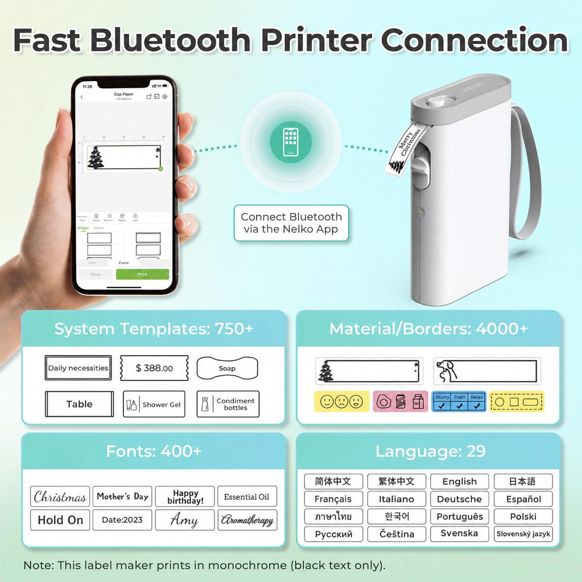 Nelko P21 Label Maker Machine with Tape, Bluetooth Label Printer, White Father Jim Norris notebooks