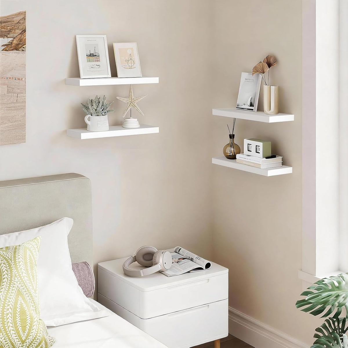 BAYKA Rustic Brown Bathroom Floating Shelves, 15.7in, 3Pk, Wall Mount Shelf