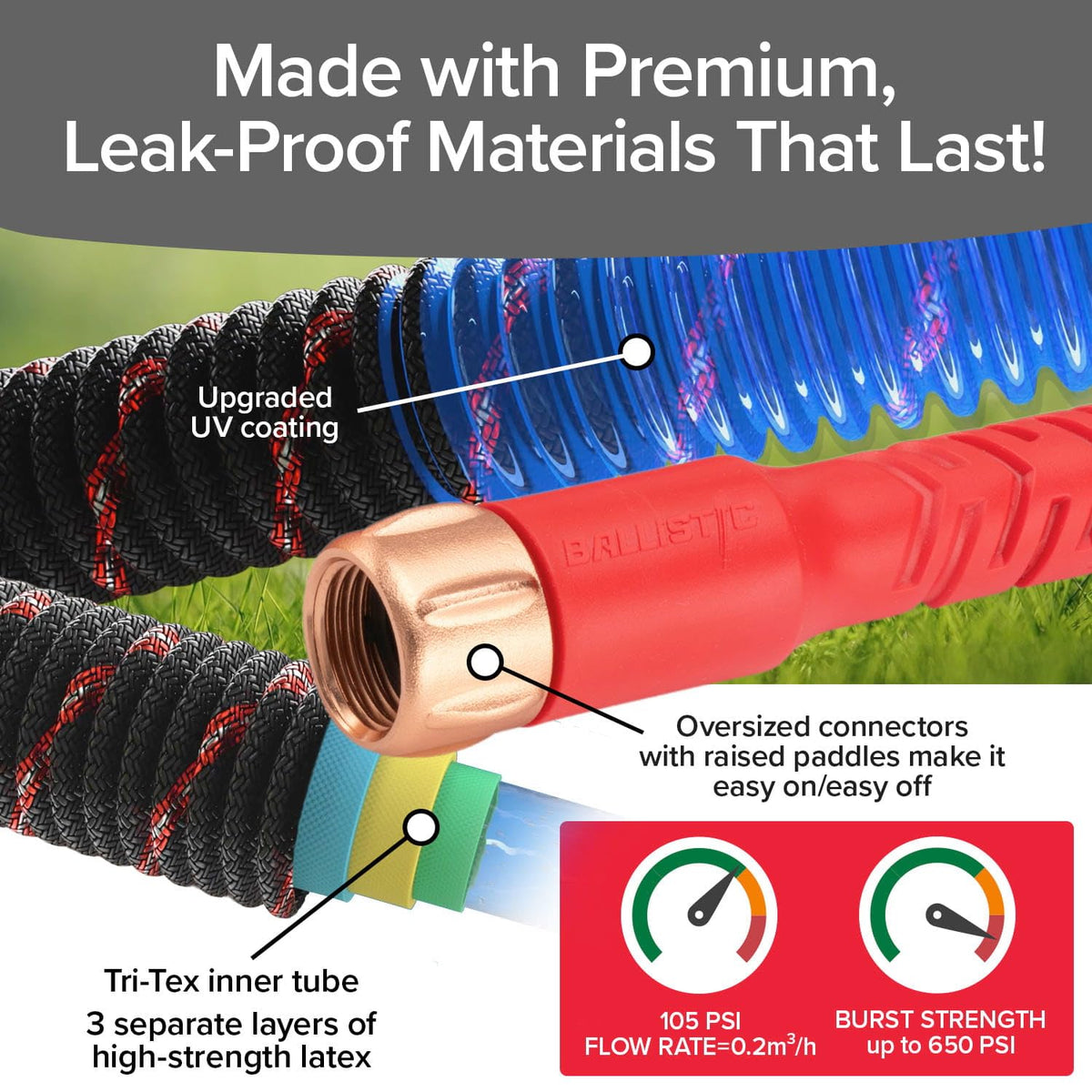 Pocket Hose Ballistic 50 FT Expandable Garden Hose, No-Kink, As Seen on TV Father Jim Norris notebooks
