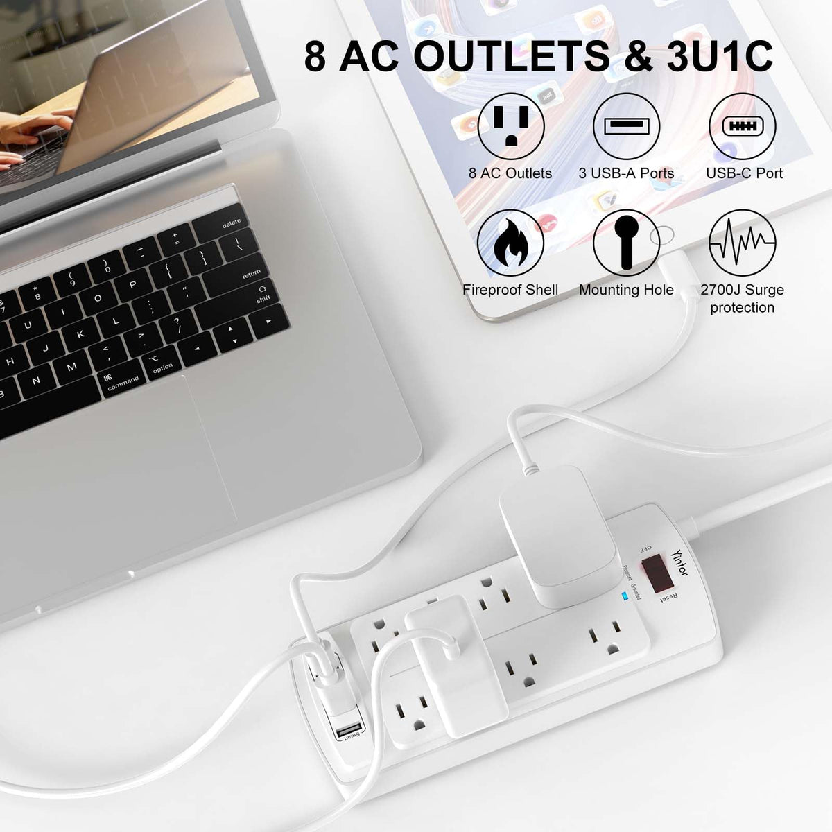 Yintar 6Ft Surge Protector Power Strip with 6 Outlets & 3 USB Ports, Black Father Jim Norris notebooks