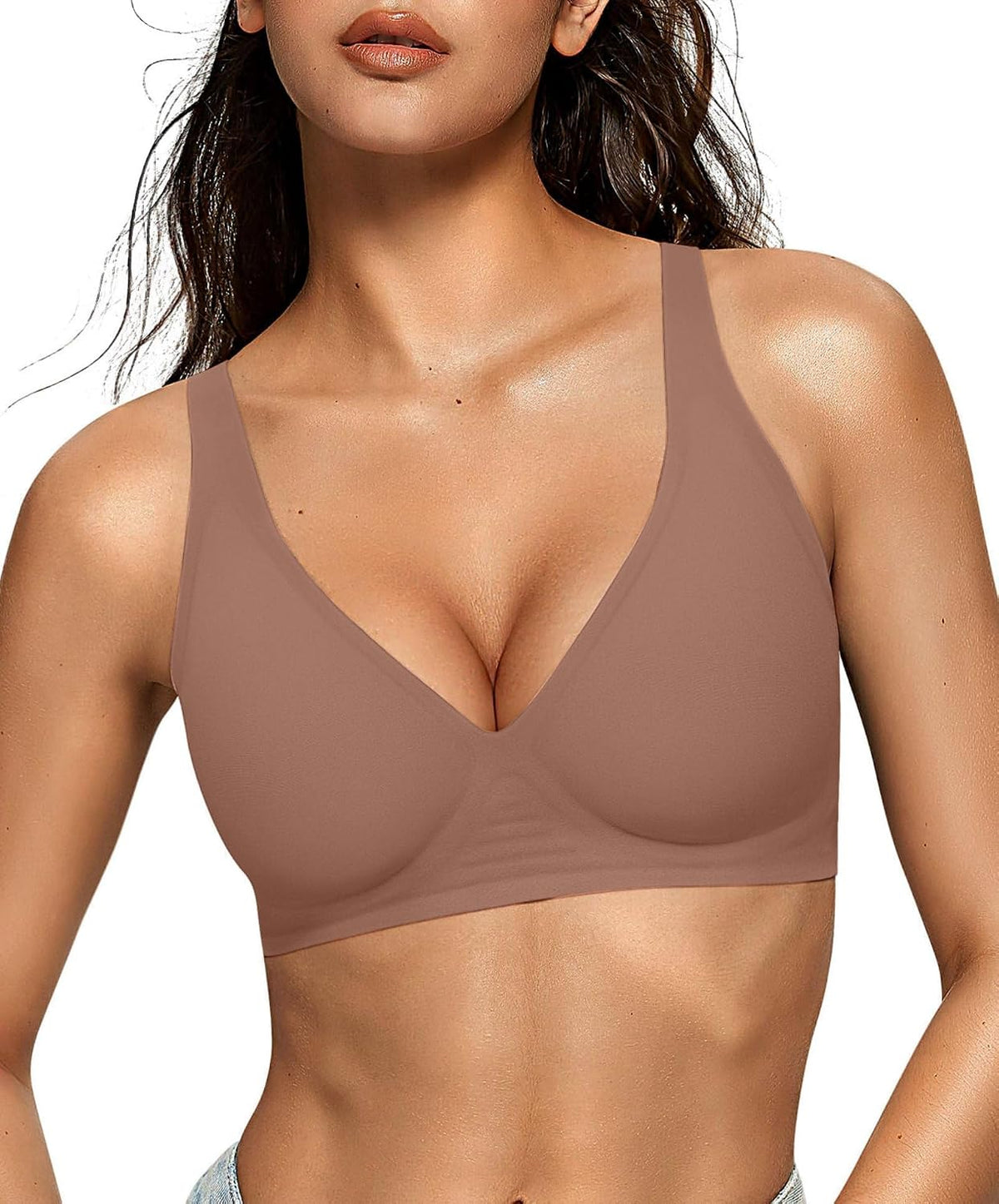 OEAK Womens Jelly Bras Wireless Deep V Bralette Comfy Push Up Tshirt Bras Father Jim Norris notebooks