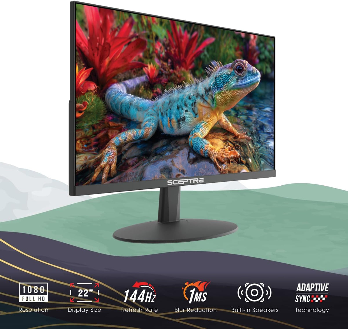 Sceptre New 22-Inch Gaming Monitor, FHD 1080p, Up to 144Hz, HDMI, DisplayPort, Built-in Speakers, Machine Black (E225W-FW144 Series, 2026) Father Jim Norris notebooks