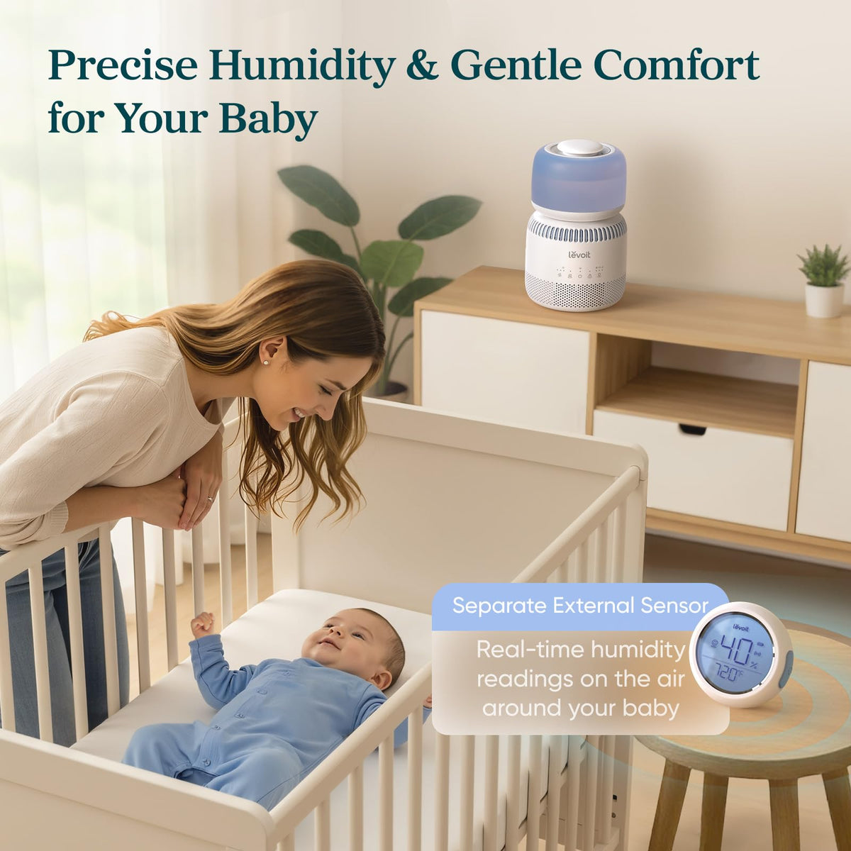 Levoit Humidifiers for Bedroom, Dishwasher Safe, Blue Light-Safe, 3.2L