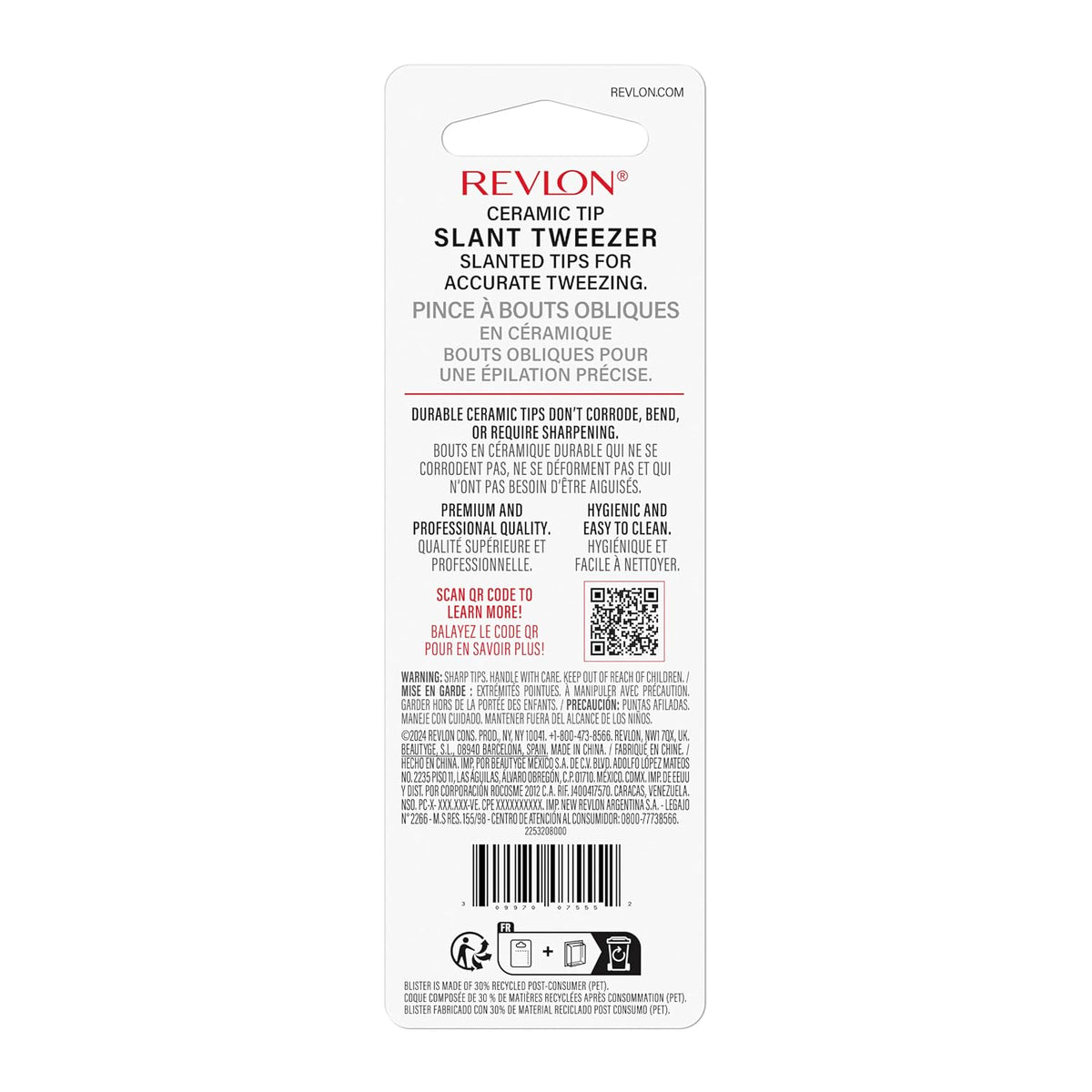 Revlon Expert Slant Tip Tweezer, Black, 1 Count