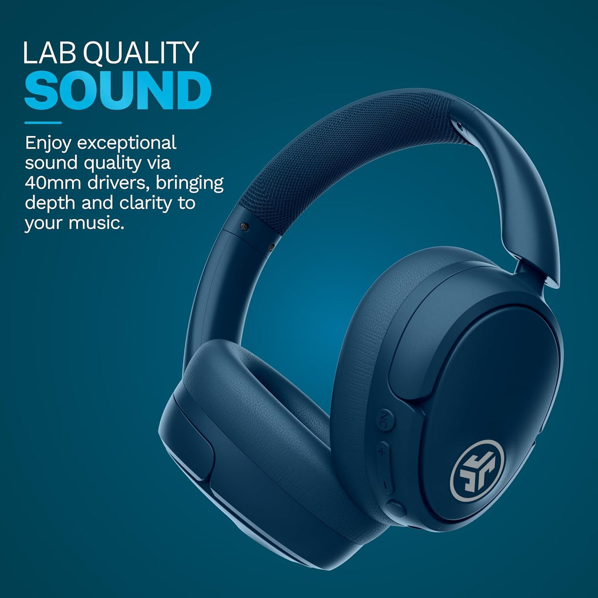 JLab JBuds Lux ANC Wireless Over-Ear Headphones, Limited Edition Navy Father Jim Norris notebooks