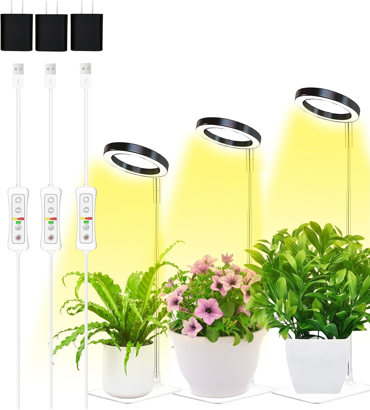Yadoker 144 LEDs Full Spectrum Plant Grow Light for Indoor Plants,Height Adjustable, 6.3" Aluminum Housing,Automatic Timer with 8/12/16 Hours,10-Level Brightness,Black Plant Light with Base,2 Pack Father Jim Norris notebooks
