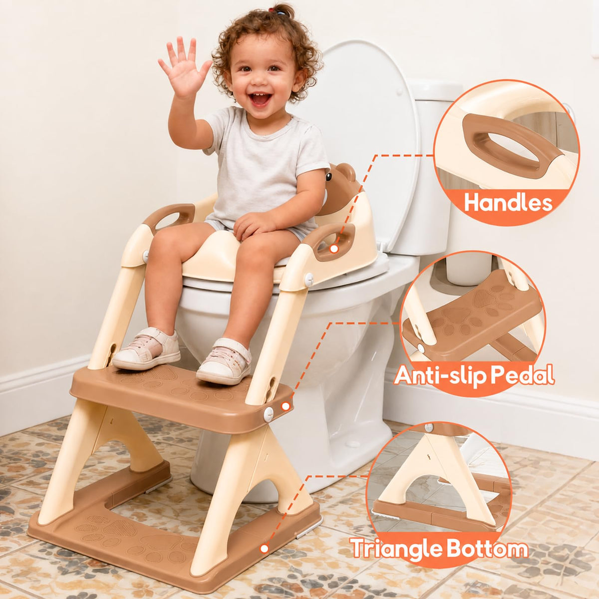 Potty Training Toilet for Toddlers, 2-in-1 Potty Training seat, Anti-Slip