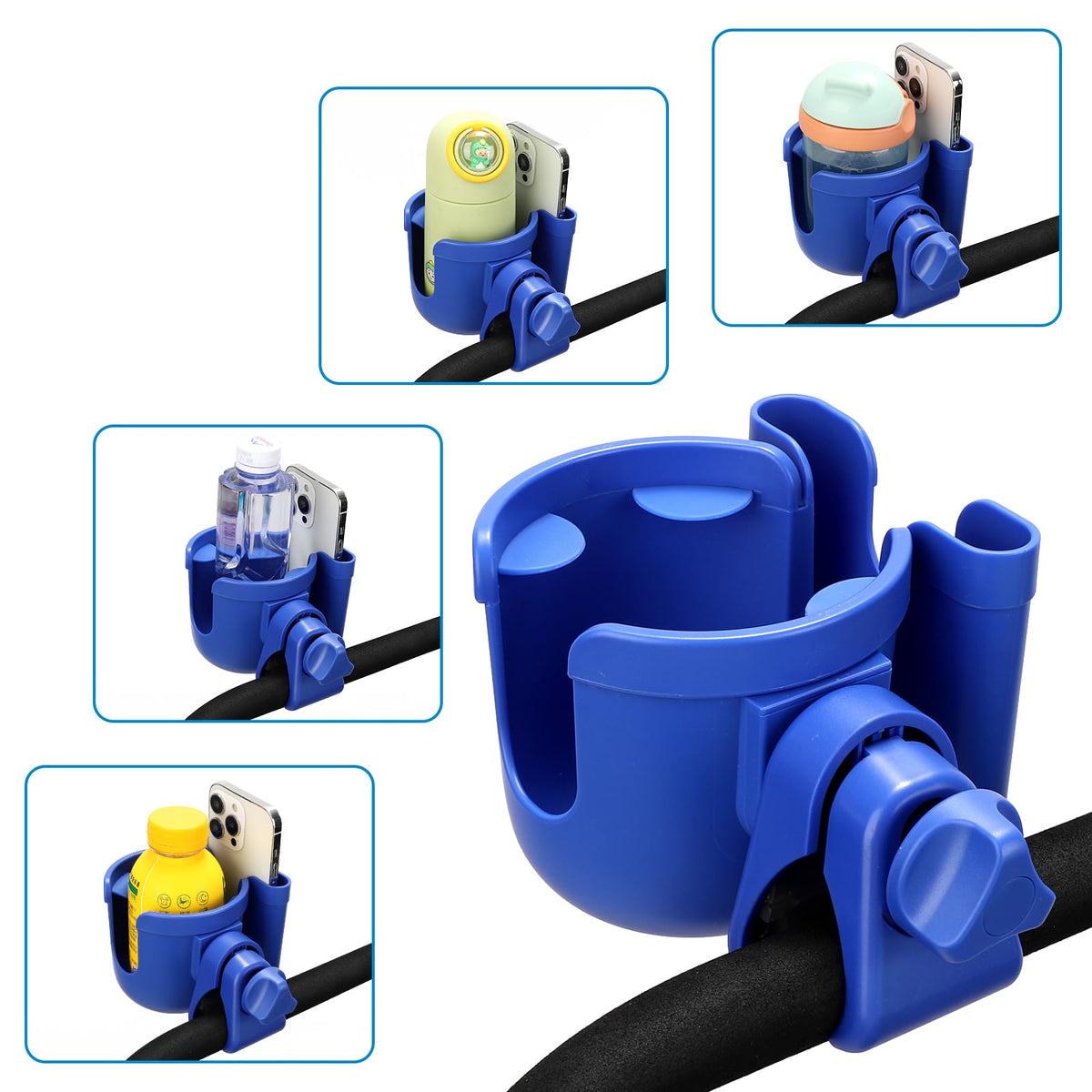 Accmor Stroller Cup Holder with Phone Holder, Bike Cup Holder, Walker Scooter Wheelchair Cup Holder Attachment, Universal Cup Holder for Uppababy Graco Strollers