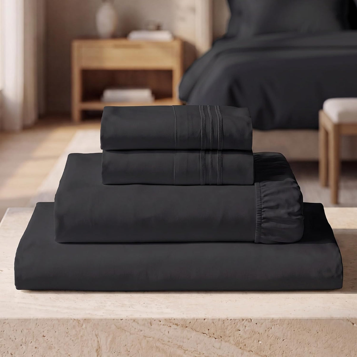 Mellanni Iconic 3-Piece Bed Sheet Set, 16" Deep Pocket (Twin, White)