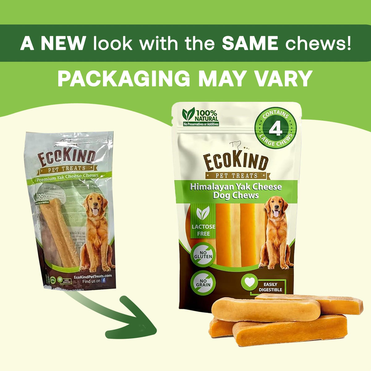 EcoKind Yak Cheese Himalayan Dog Chews, Yak Chews for Large Dogs, 4-5 Bones